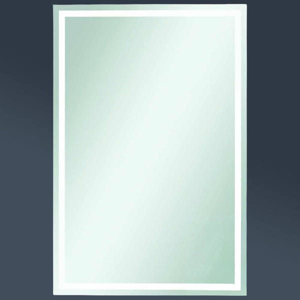 Thermogroup Ablaze Sierra Rectangle Polished Edge Mirror with Sandblasted Border 1500x900mm with Hangers and Demister