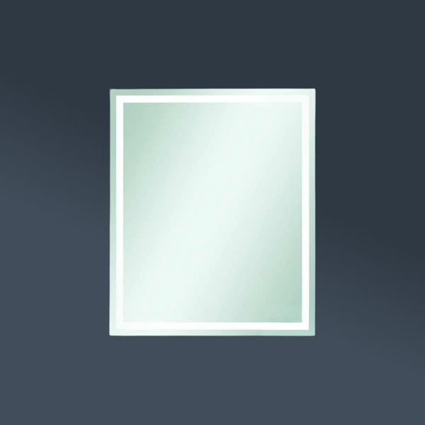 Thermogroup Ablaze Sierra Rectangle Polished Edge Mirror with Sandblasted Border 900x750mm with Hangers and Demister