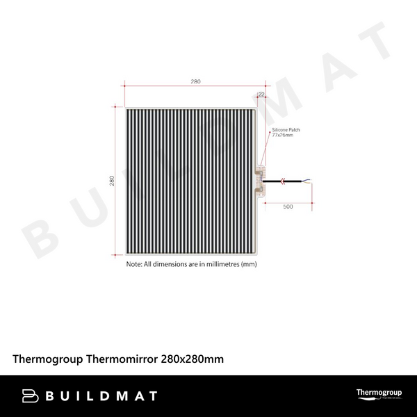 Thermogroup Thermomirror Demister Pad 280x280mm 16W