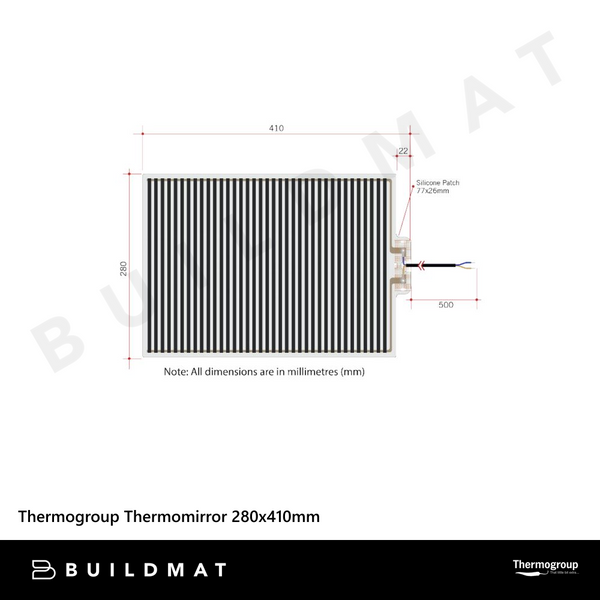 Thermogroup Thermomirror Demister Pad 280x410mm 24W
