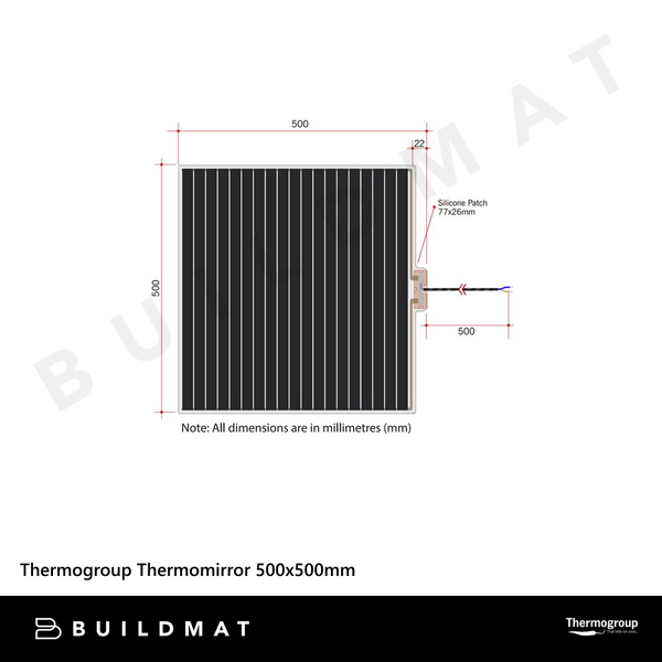 Thermogroup Thermomirror Demister Pad 500x500mm 55W
