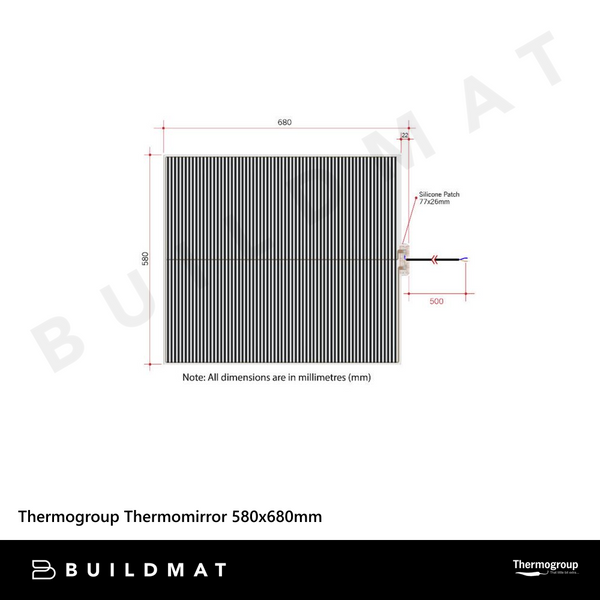 Thermogroup Thermomirror Demister Pad 580x680mm 80W