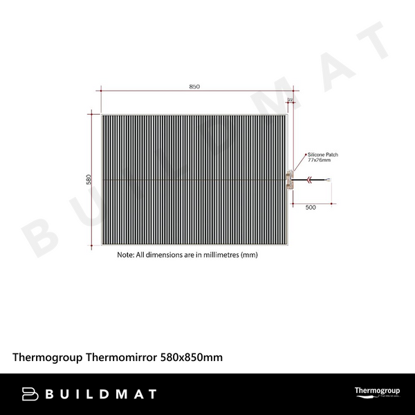 Thermogroup Thermomirror Demister Pad 580x850mm 100W