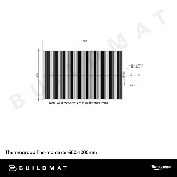 Thermogroup Thermomirror Demister Pad 600x1000mm 145W