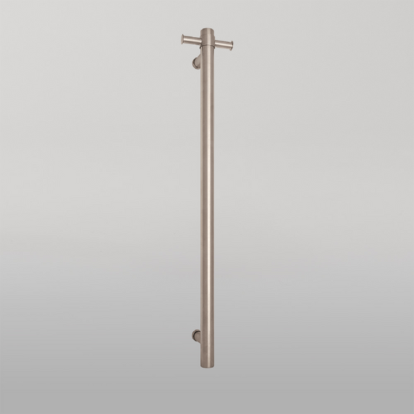 Thermogroup Brushed Round Non-Heated Vertical Single Towel Rail Brushed Stainless Steel