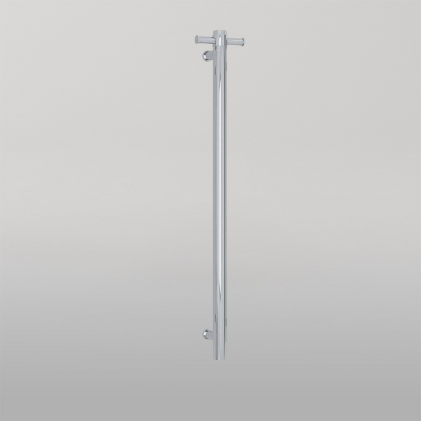 Thermogroup Straight Round 12V Vertical Single Heated Towel Rail Polished Stainless Steel