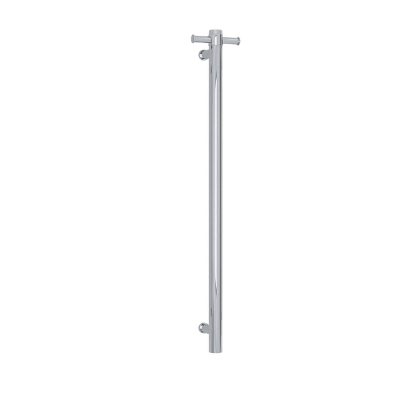 Thermogroup Straight Round 12V Vertical Single Heated Towel Rail Polished Stainless Steel