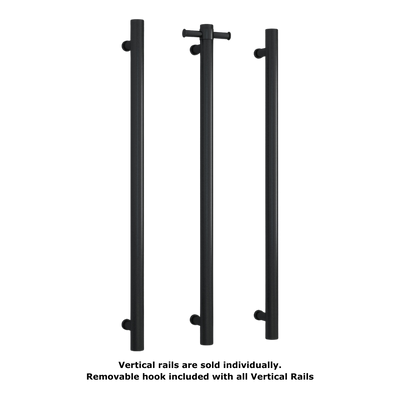 Straight Round Vertical Single Heated Towel Rail Matte Black