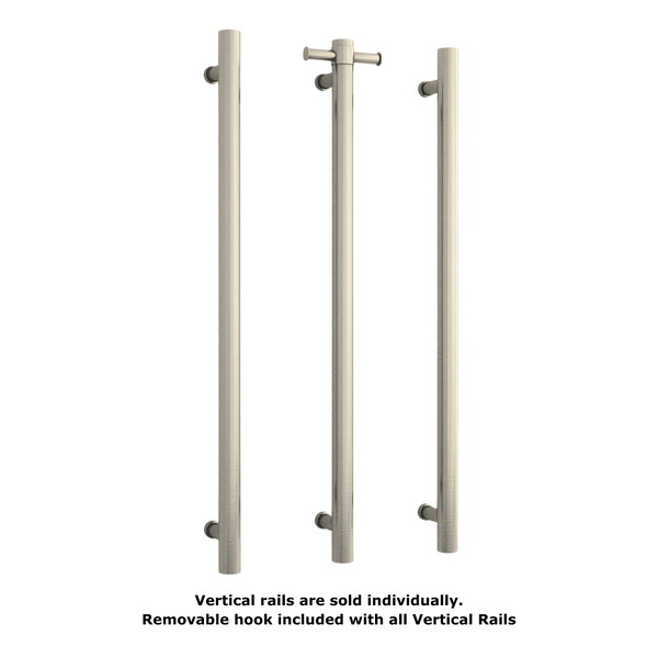 Thermogroup Straight Round Vertical Single Heated Towel Rail Brushed Nickel