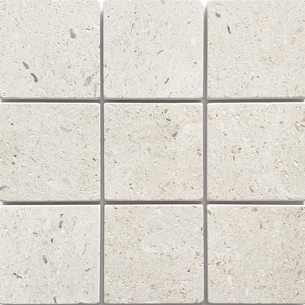 Tiles Fossil White Limestone Tumbled 100 x 100mm