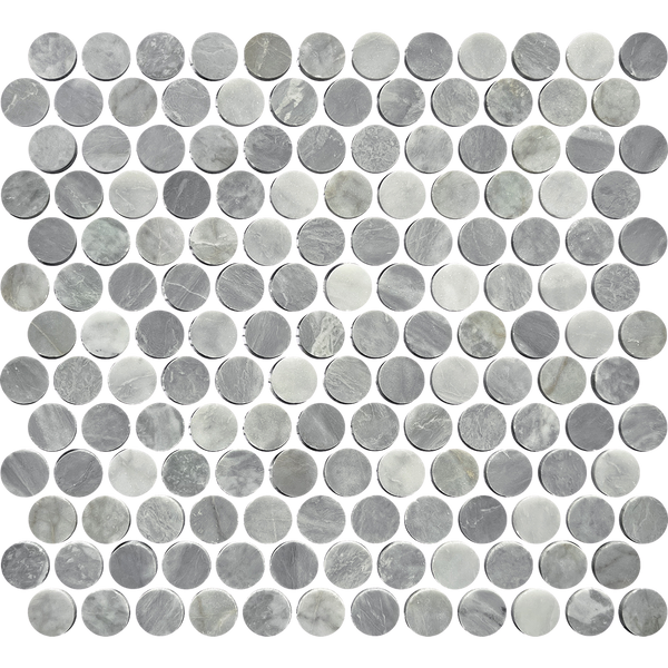 Tiles Callisto Carrara Grey Penny Round Honed 23 x 23mm