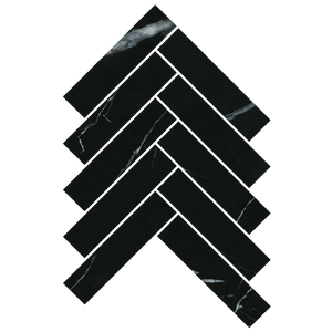 Tiles Callisto Nero Marquina Herringbone Honed 35 x 150mm