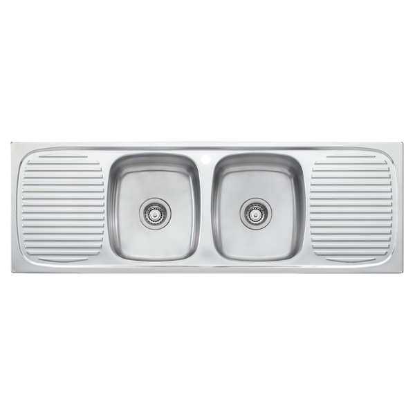Oliveri Ultraform Double Bowl Sink With Double Drainer Stainless Steel