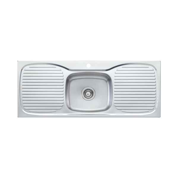 Oliveri Ultraform Single Bowl Sink With Double Drainer Stainless Steel