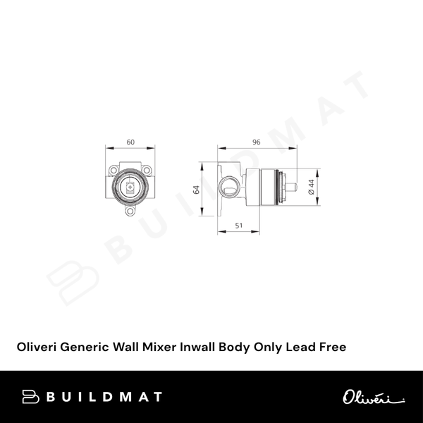Oliveri Generic Wall Mixer Inwall Body Only Lead Free