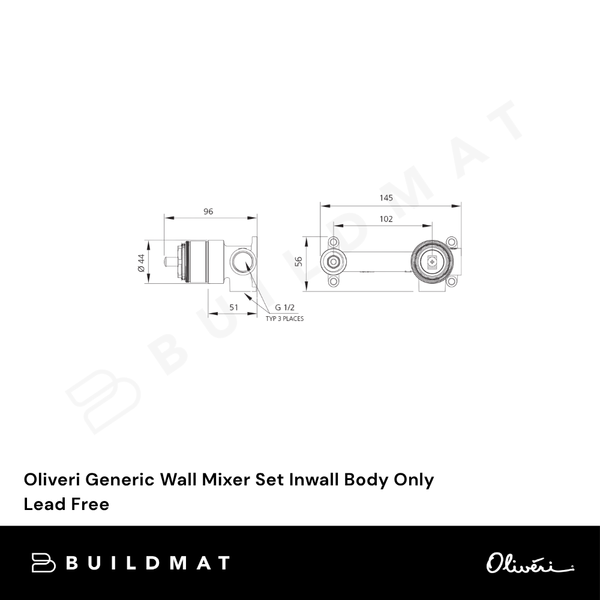 Oliveri Generic Wall Mixer Set Inwall Body Only Lead Free