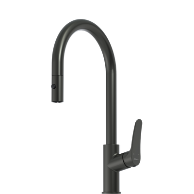 Oliveri Verona Pull Out Goose Neck Spray Mixer Gunmetal Lead Free
