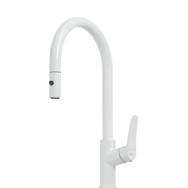 Oliveri Verona Pull Out Goose Neck Spray Mixer White