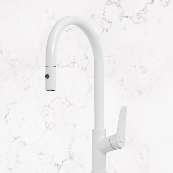 Oliveri Verona Pull Out Goose Neck Spray Mixer White