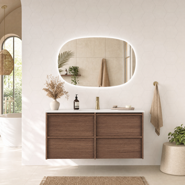 Aulic Venetta Framed Wall Hung 1200mm Vanity Walnut