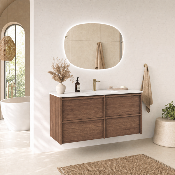 Aulic Venetta Framed Wall Hung 1200mm Vanity Walnut