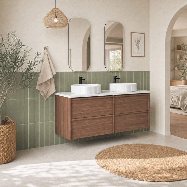 Aulic Venetta Framed Wall Hung 1500mm Vanity Walnut