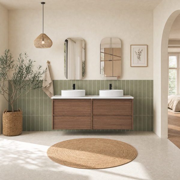 Aulic Venetta Framed Wall Hung 1500mm Vanity Walnut