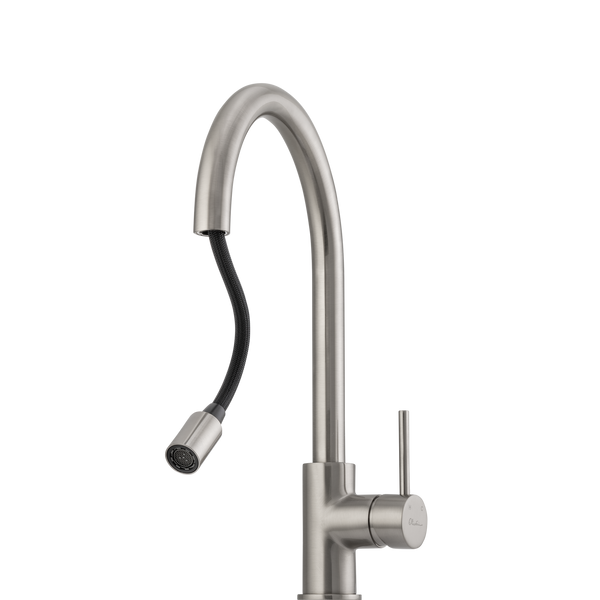 Oliveri Venice Pull Out Goose Neck Mixer Brushed Nickel