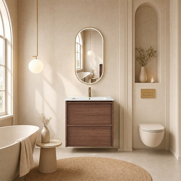 Aulic Venetta Framed Wall Hung 600mm Vanity Walnut