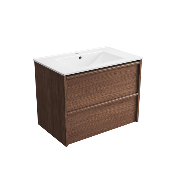 Aulic Venetta Framed Wall Hung 750mm Vanity Walnut