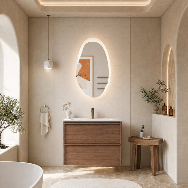 Aulic Venetta Framed Wall Hung 750mm Vanity Walnut
