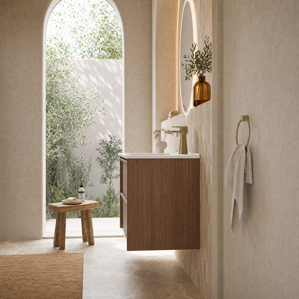 Aulic Venetta Framed Wall Hung 750mm Vanity Walnut