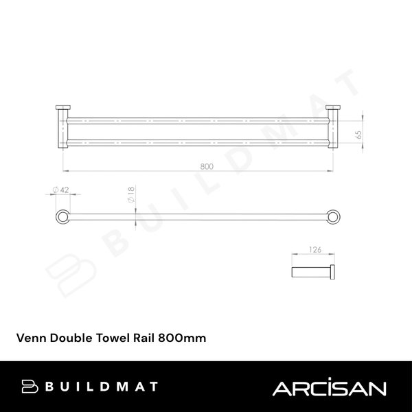Arcisan Venn Double Towel Rail 800mm Dark Bronze