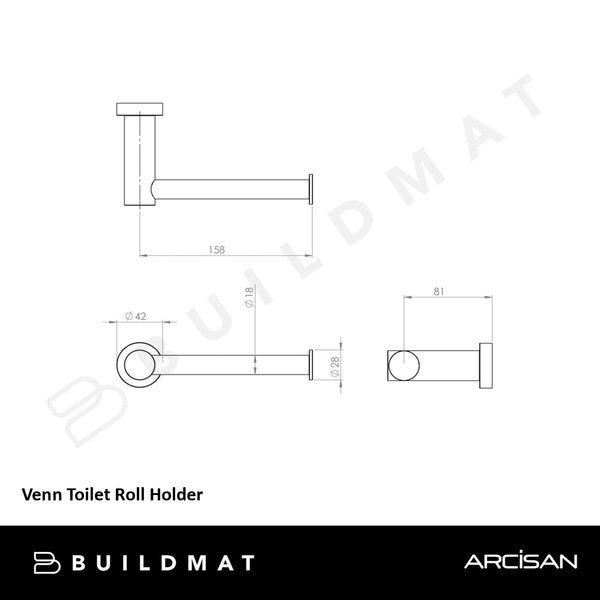 Arcisan Venn Toilet Roll Holder Dark Bronze