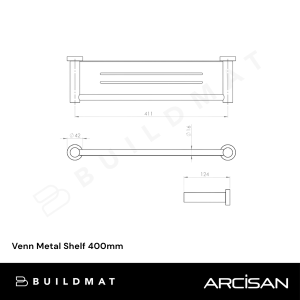 Arcisan Venn Metal Shelf 400mm Dark Bronze