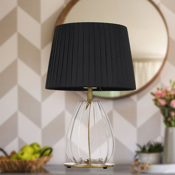 Telbix Veana Table Lamp Antique Gold Clear Black