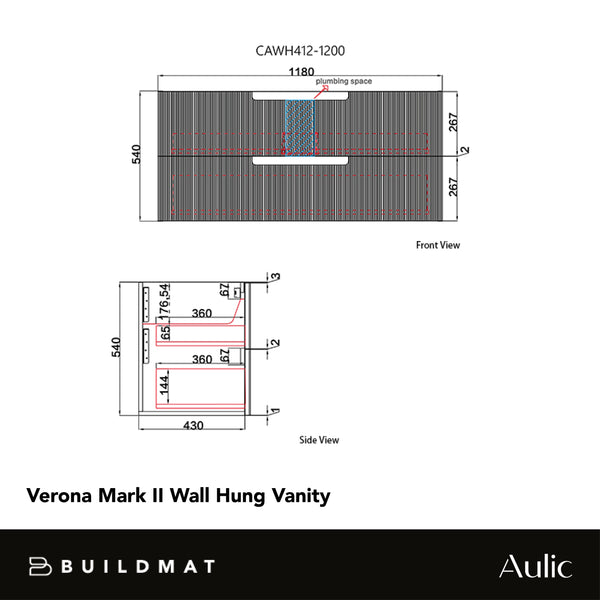 Aulic Verona 1200mm Wall Hung Vanity
