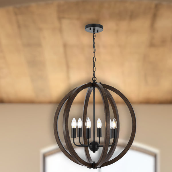 Telbix Vestal 6 Light Pendant Black