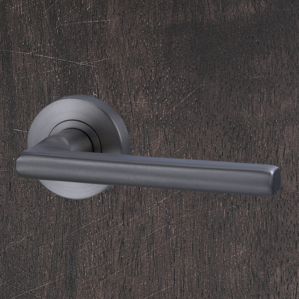 Lockwood Vivid Lever V4 Passage Set with Latch Satin Gunmetal