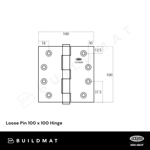 Lockwood Vivid Loose Pin 100 x 100 Hinge Satin Bronze