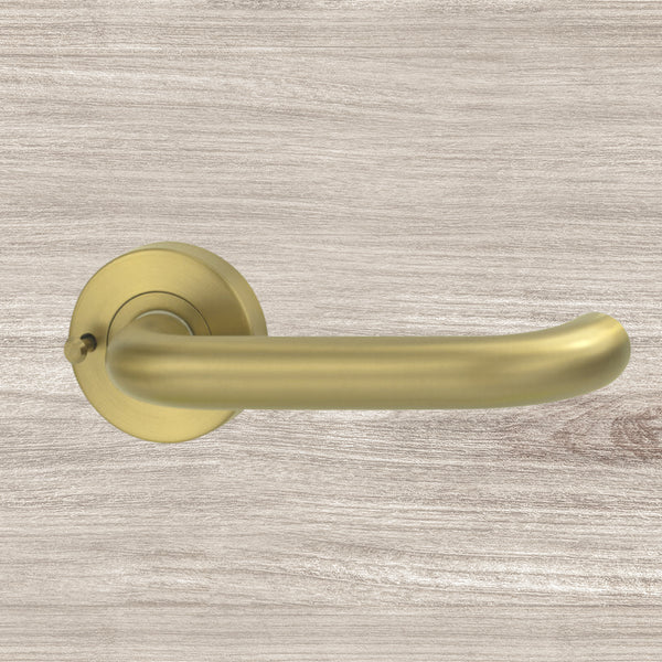 Lockwood Vivid Lever V2 Privacy Set with Latch Satin Brass