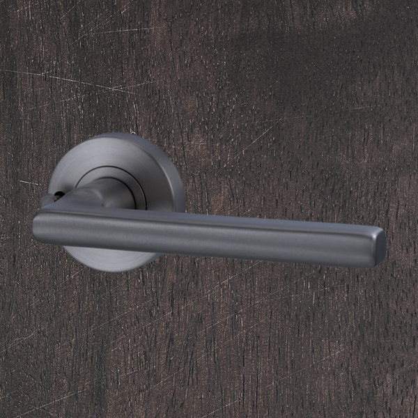 Lockwood Vivid Lever V4 Privacy Set with Latch Satin Gunmetal