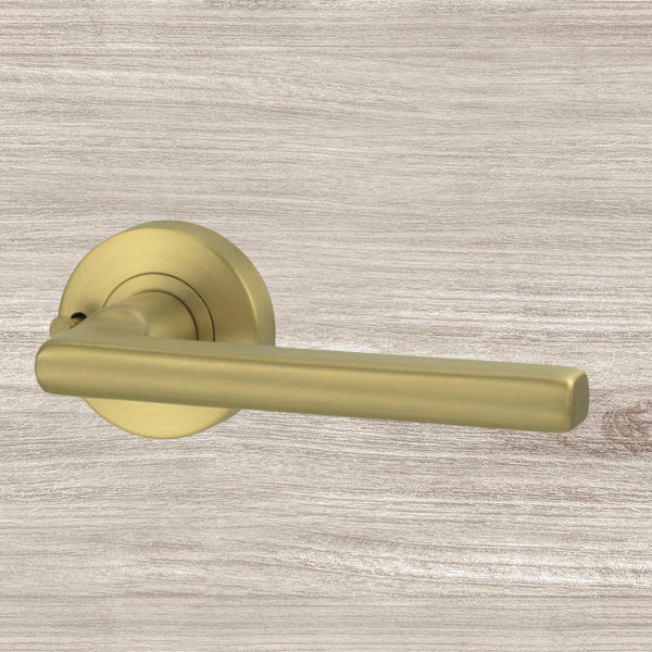 Lockwood Vivid Lever V4 Privacy Set with Latch Satin Brass