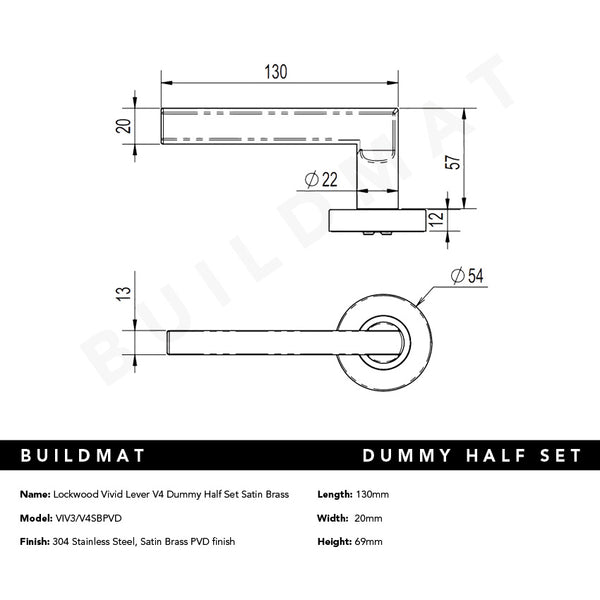Lockwood Vivid Lever V4 Dummy Half Set Satin Brass