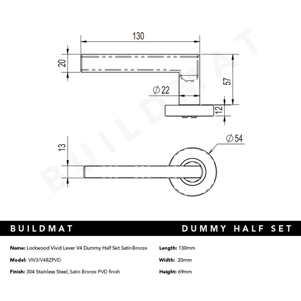 Lockwood Vivid Lever V4 Dummy Half Set Satin Bronze
