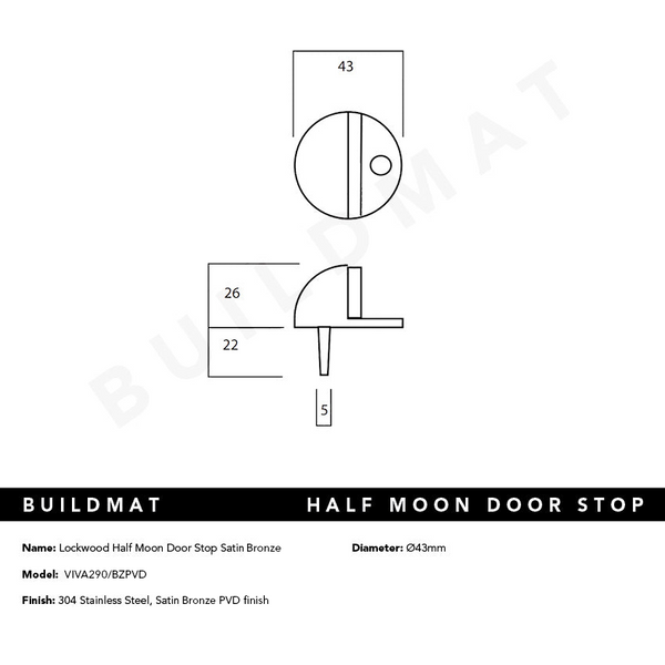 Lockwood Half Moon Door Stop Satin Bronze
