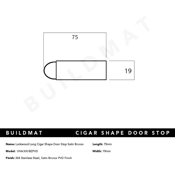 Lockwood Long Cigar Shape Door Stop Satin Bronze