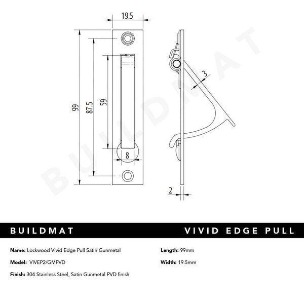 Lockwood Vivid Edge Pull Satin Gunmetal