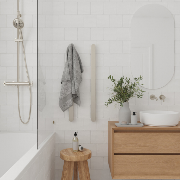 Thermogroup Flat Pill 12V Vertical Single Heated Towel Rail Polished Stainless Steel