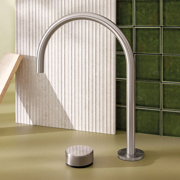 Phoenix Vivid Slimline Hob Sink Outlet 220mm Gooseneck Lead Free Brushed Nickel